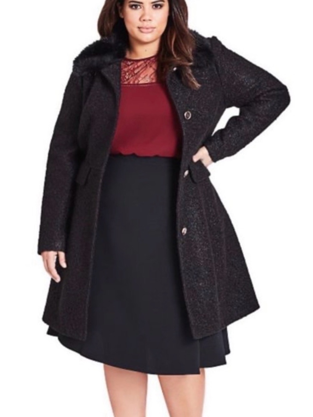 City Chic Winter Rose Coat M 18